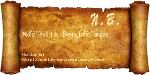 Náhlik Benjámin névjegykártya
